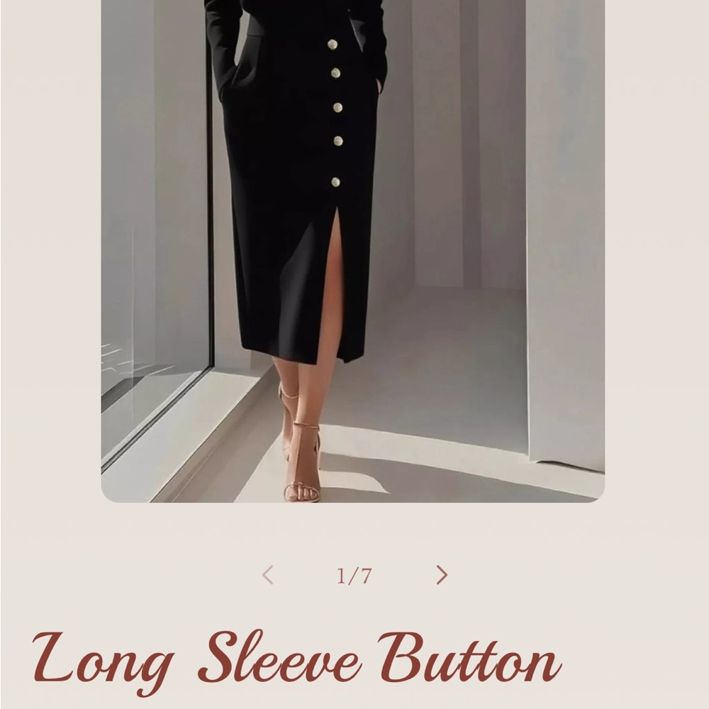 Black Long Sleeve Button Dress